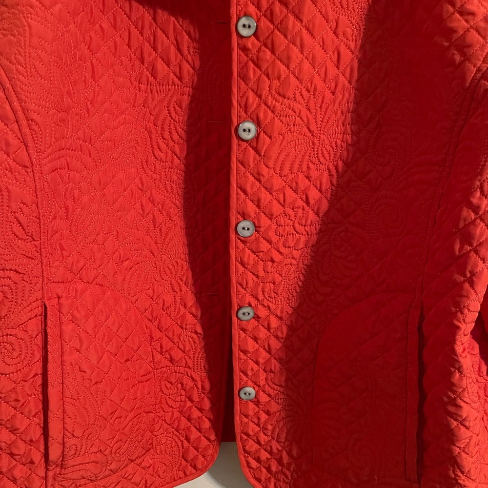 Chicos Quilted Embroidered Orange Jacket size XL Chico’s size 3 - Picture 3 of 10